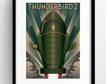 Thunderbird 2 Art Deco Print Gift Retro Vintage Design