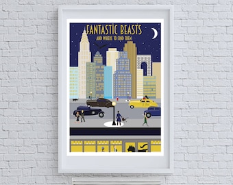 Fantastic Beasts New York Travel Poster, 1920s Style