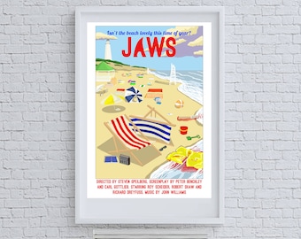 Jaws Poster: Vintage Travel Style Art Print
