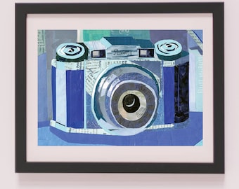 Vintage Camera Collage Print: Handmade Photography Gift