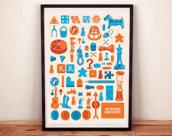 Lost Board Game Piece Print: Whimsical Tabletop Art (A2)