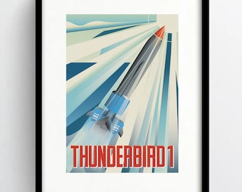 Thunderbird 1 Art Deco Print Gift Retro Vintage Design