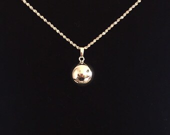 Angel Sound Ball Necklace: 925 Sterling Silver Water Wave Chain, 20-inch