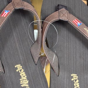 Puerto Rico Traditional Sandals Flip Flops in PU Leather Dark Brown