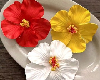 Puerto Rican Hibiscus Amapola Flower Hair Clips for Women, Amapola Flower Hair Clip