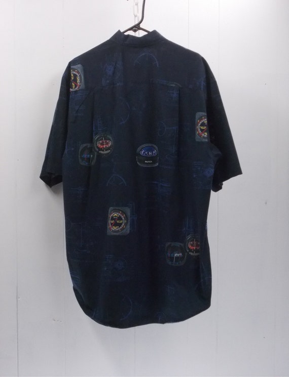 Nautical Men's Large Navy Blue Button-down Shirt … - image 7