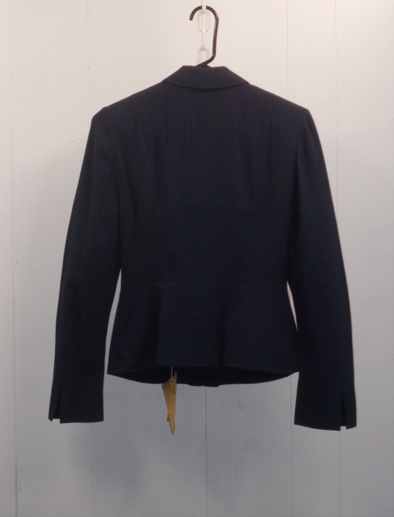 40/'s Elegant Navy Blue Rothmoor Suit JacketTailored wRhinestone Buttons Faux Pockets Padded Shoulders /& Fabric Buttons....Deadstock