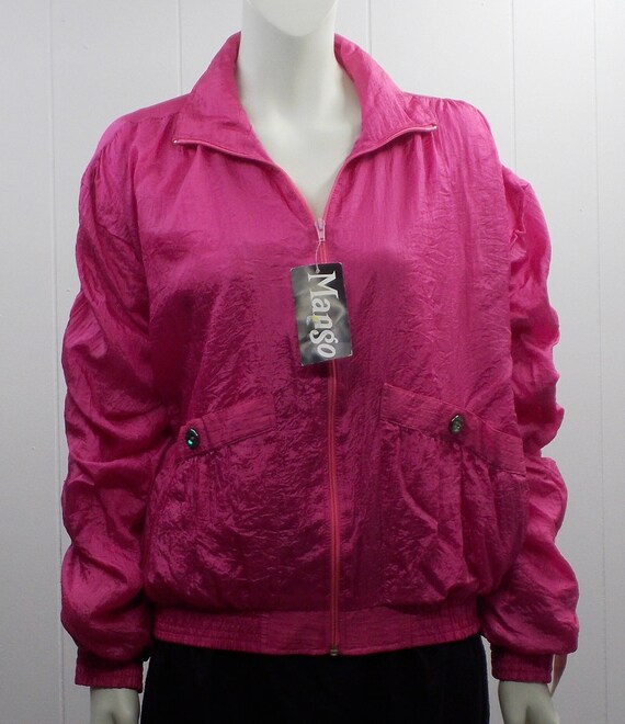 90's Bright Pink "Mango" Lined Windbreaker/Jacket… - image 2