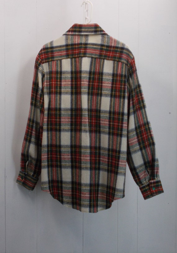 Vintage Custom Made Long Sleeve Plaid Shirt/Green… - image 8