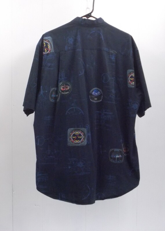 Nautical Men's Large Navy Blue Button-down Shirt … - image 6