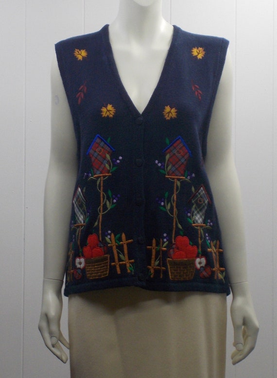 Darling 80's Bobbie Brook Dark Navy Knit Vest/Col… - image 1