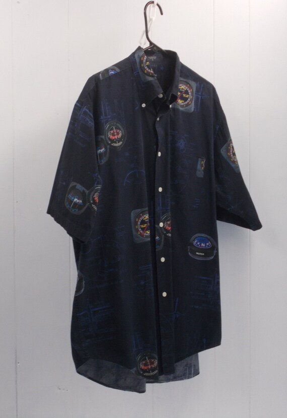 Nautical Men's Large Navy Blue Button-down Shirt … - image 3