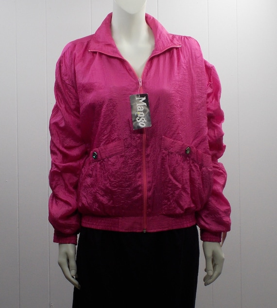 90's Bright Pink "Mango" Lined Windbreaker/Jacket… - image 1