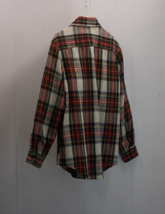 Vintage Custom Made Long Sleeve Plaid Shirt/Green… - image 9