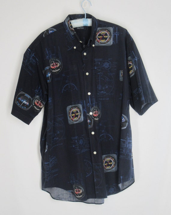 Nautical Men's Large Navy Blue Button-down Shirt … - image 1