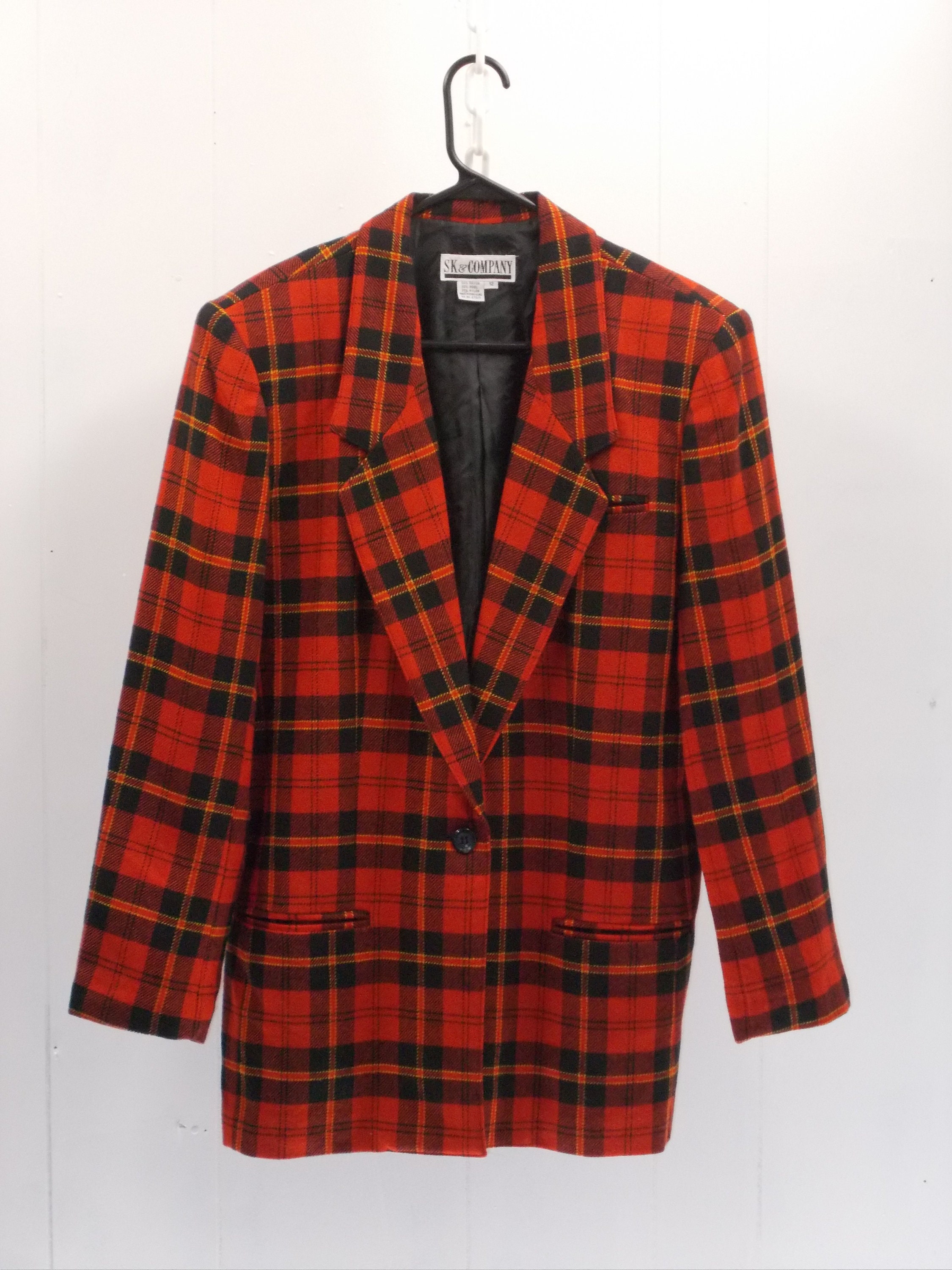 red black plaid blazer