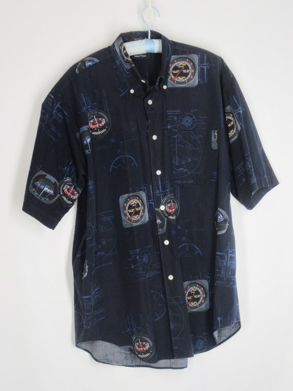 Nautical Men's Large Navy Blue Button-down Shirt … - image 2