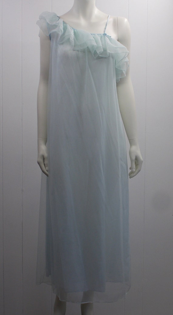 70's Pale Blue "Seamprufe" Floor Length 2-Layer N… - image 2