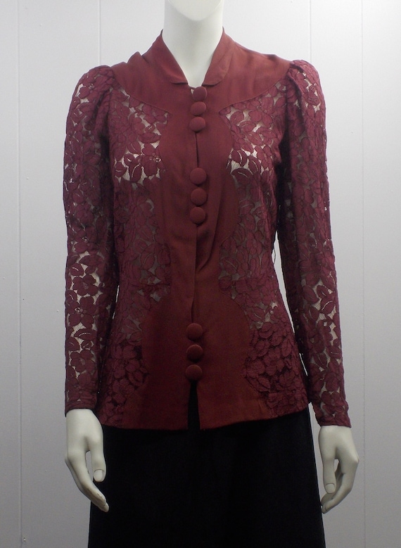 Elegant 30-40's Deep Burgundy Formal Jacket/Featur