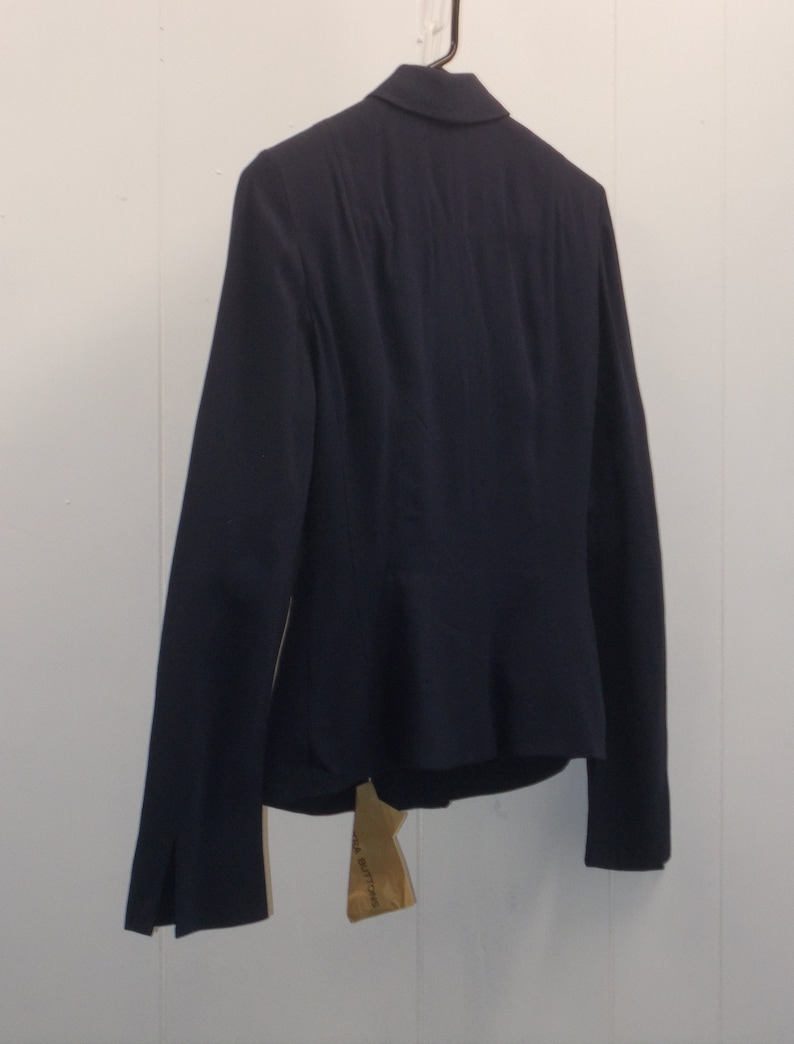 40/'s Elegant Navy Blue Rothmoor Suit JacketTailored wRhinestone Buttons Faux Pockets Padded Shoulders /& Fabric Buttons....Deadstock