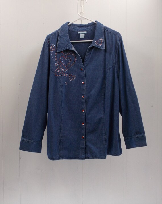 denim shirt with white inner
