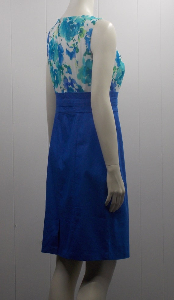 80's "AB Studio" Sleeveless Dress / Blue Floral L… - image 8