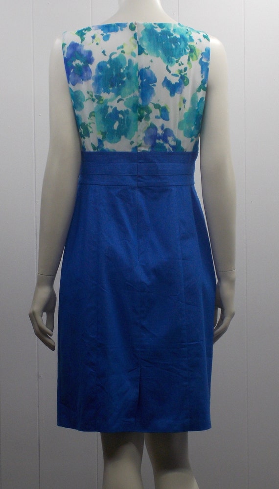 80's "AB Studio" Sleeveless Dress / Blue Floral L… - image 7