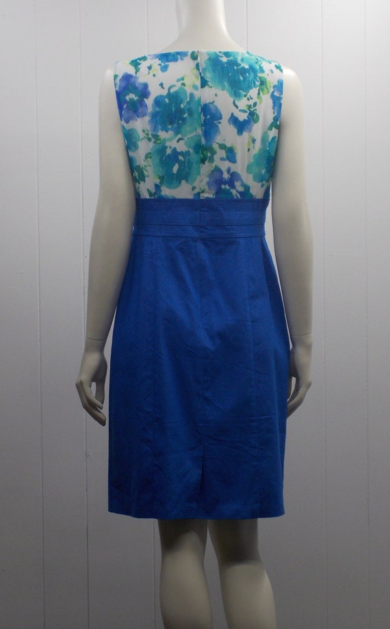 80's "AB Studio" Sleeveless Dress / Blue Floral L… - image 6