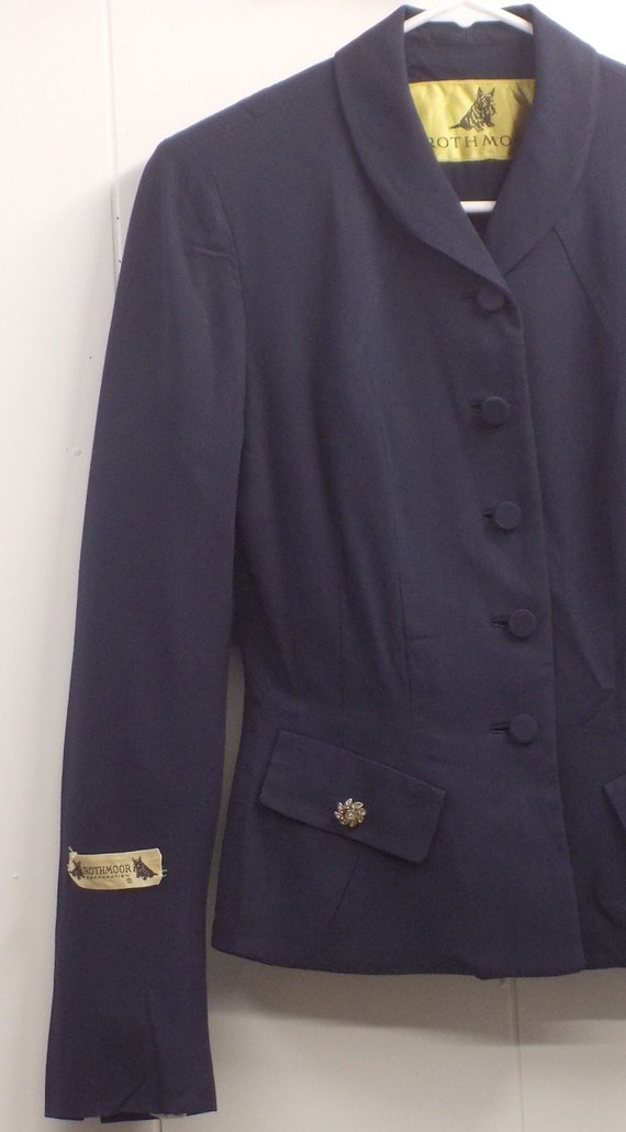 50's Elegant Navy Blue "Rothmoor" Suit Jacket/Tai… - image 4
