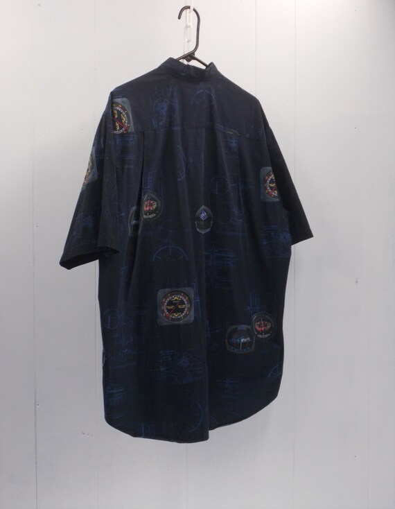 Nautical Men's Large Navy Blue Button-down Shirt … - image 9