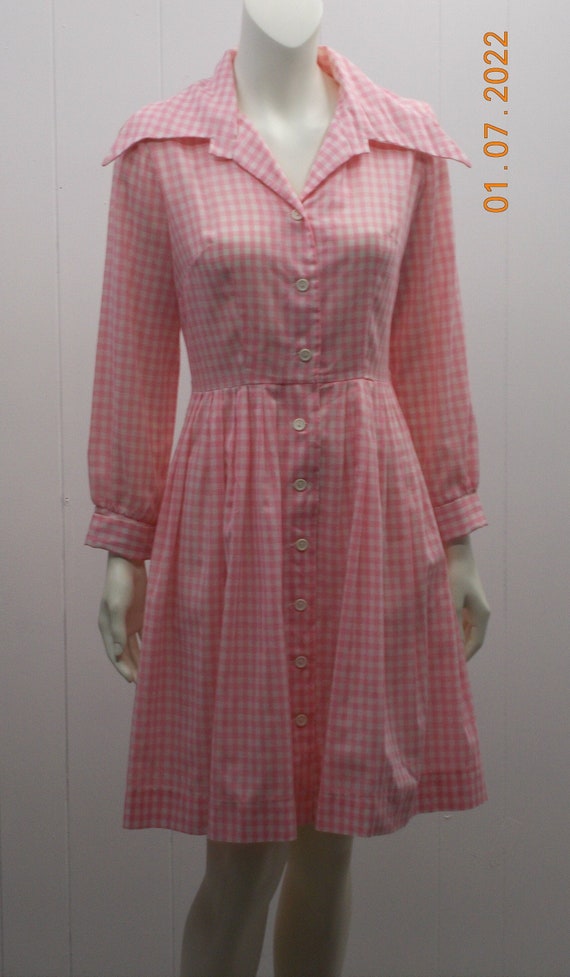 1960 Alden's Fashions Pink & White Checked Dress /