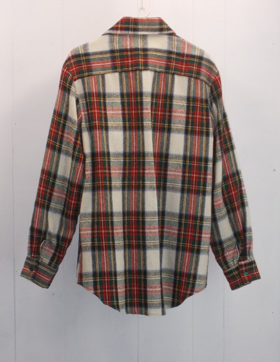 Vintage Custom Made Long Sleeve Plaid Shirt/Green… - image 7