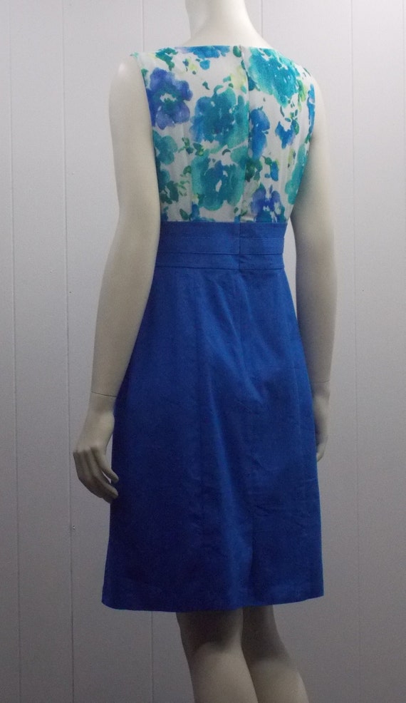 80's "AB Studio" Sleeveless Dress / Blue Floral L… - image 9