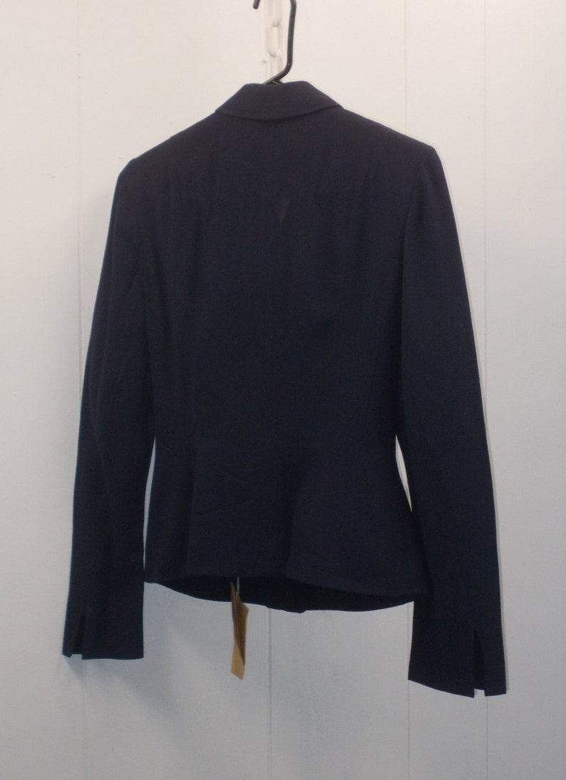 40/'s Elegant Navy Blue Rothmoor Suit JacketTailored wRhinestone Buttons Faux Pockets Padded Shoulders /& Fabric Buttons....Deadstock