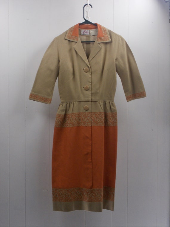 60's Carlyle Woven Linen Dress Expertly Tailored/F