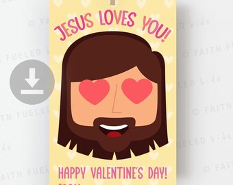 Jesus Valentine's Day, Christian Valentines Day, Printable Scripture Cards, Jesus Loves You, Bible Valentine's Day Card, Instant Download