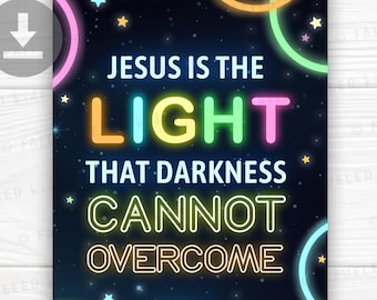 Jezus is het licht, aanmoedigingskaarten voor de Schrift, afdrukbare bijbelteksten, deel je geloof, liefde zoals Jezus Bijbelstudie, evangelisatiehulpmiddelen