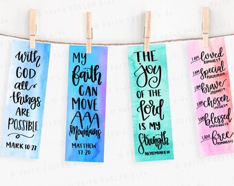 Bijbelvers-bladwijzers voor meisjes, Bijbeltekst-bladwijzers, printbare bijbelvers-bladwijzers, christelijke inspirerende bladwijzers, bladwijzers om te memoriseren