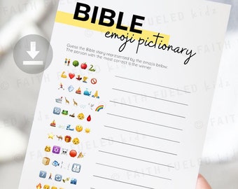 Bible Emoji Pictionary Game, Fun Bible Study Activity for Kids, Teens, & Adults, Christian Game, Church Games, Printable Bible Emoji Game