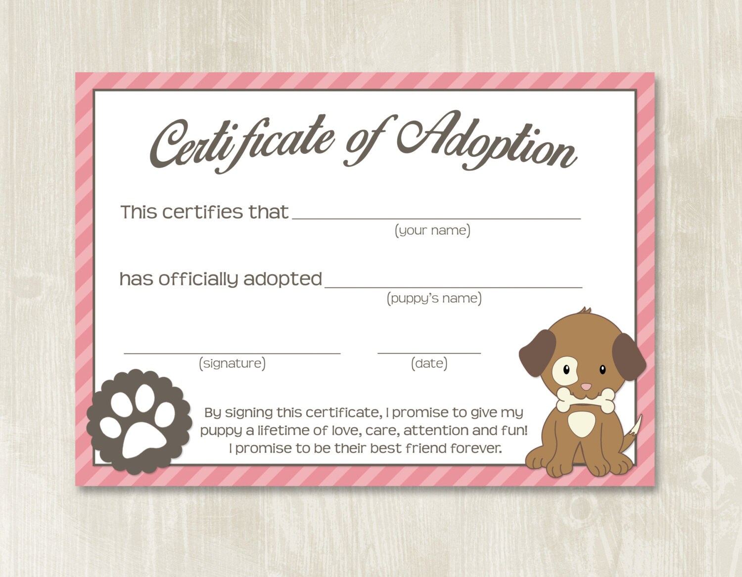 Puppy Party Adoption Certificates // Instant Download // Adopt  Etsy