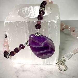 Amethyst Necklace,Rose Quartz Necklace, Women’s Jewelry, Gemstone Jewelry, Women’s Necklace, Semi-Precious Stone Jewelry,Valentine Day