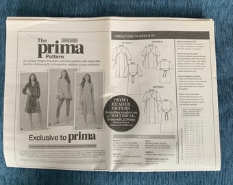 Empire Line Dress and Tunic pattern, Prima sewing pattern, April 2023 new unused, Uk size 6 - 24