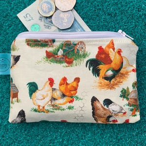 Porte-monnaie poulets, porte-monnaie poulet, pochette zippée,