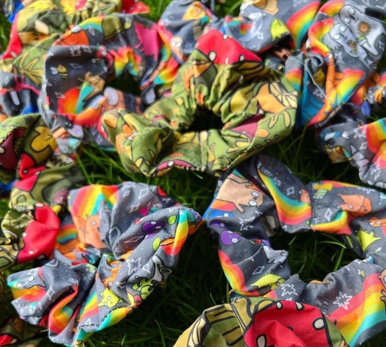 mushroom scrunchie, positivity scrunchies, Katie Abey x Dawny's Sewing Room image 1