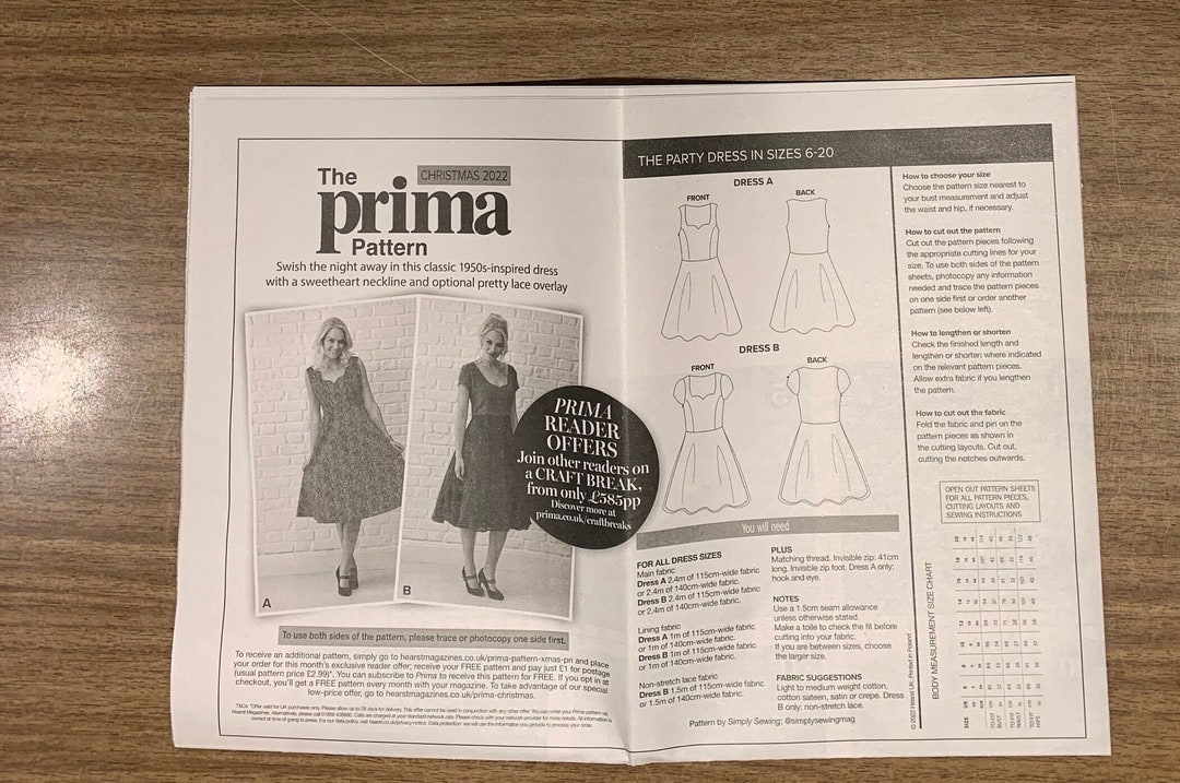Party Dress Pattern, Prima Sewing Pattern, Christmas 2022 New Unused ...
