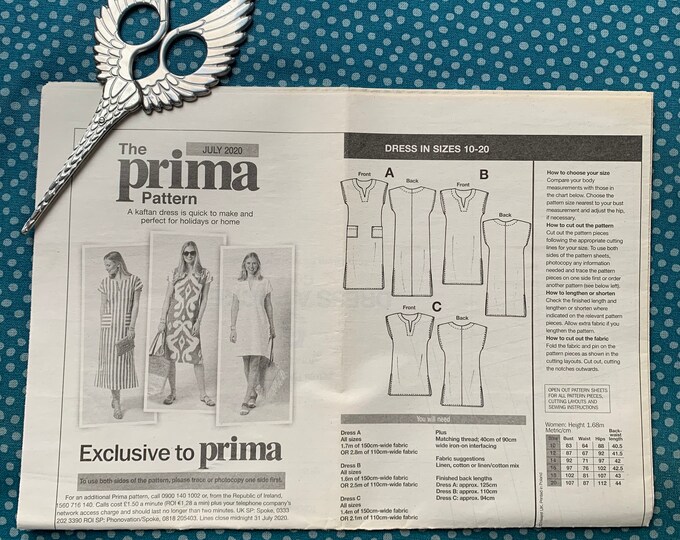 Kaftan Dress Pattern, Prima Sewing Pattern, July 2020, New Unused, Uk ...