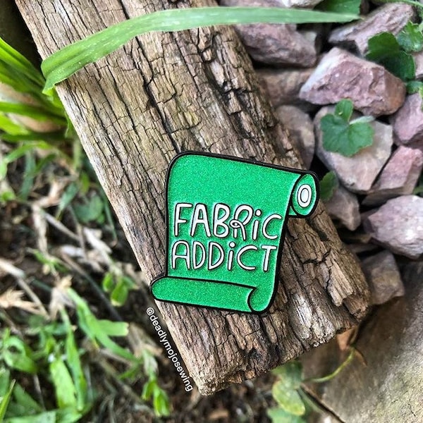 Fabric Addict Enamel Pin: Sparkly Green Sewist Gift