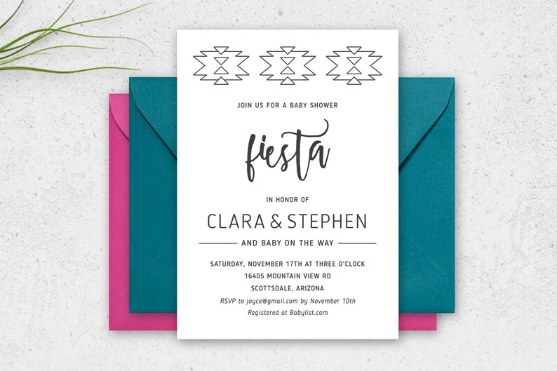 Fiesta Baby Shower Invitation Couples Baby Shower Invitation Rustic Southwestern Invitation