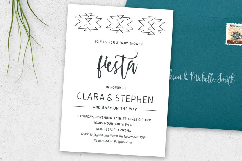Fiesta Baby Shower Invitation Couples Baby Shower Invitation Rustic Southwestern Invitation