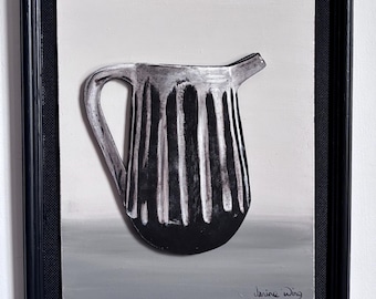 Jug with White Glaze. Original painting. Acrylic on board. 31.5cm x 26cm x 1cm